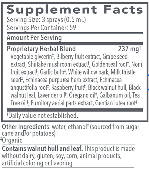 Biocidin TS Daily Herbal Throat Spray - Biocidin Botanicals Label