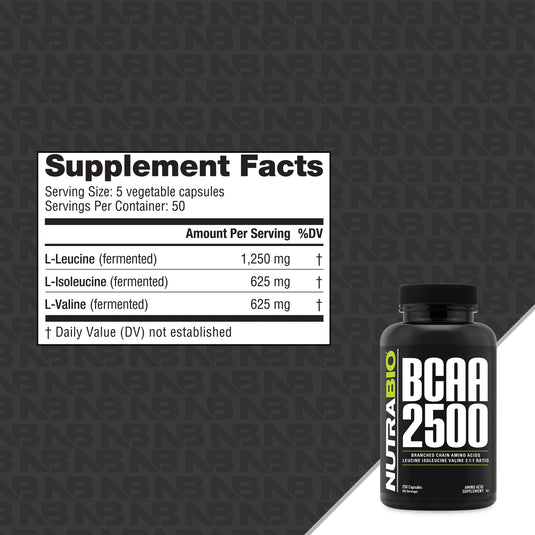BCAA 2500 - 250 Caps (NutraBio)
