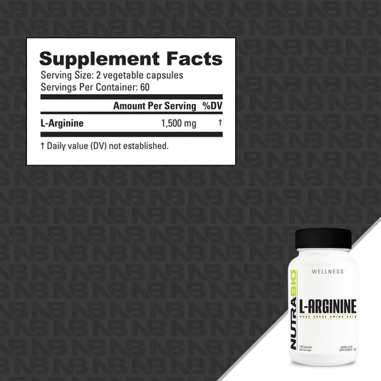 L-Arginine 750mg - 120 Caps (NutraBio)