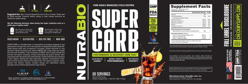 Load image into Gallery viewer, Super Carb - Sweet Tea - 1.9 LB (NutraBio)
