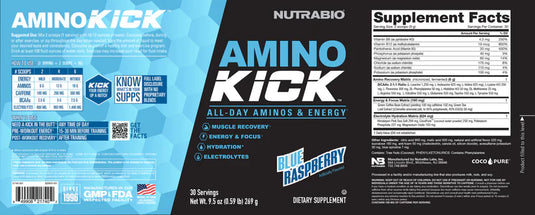 Amino Kick - 9.5 OZ Blue Raspberry (NutraBio)