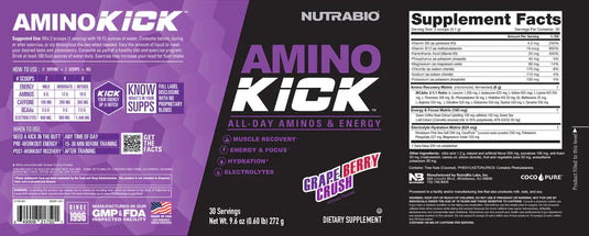 Amino Kick - 9.6 OZ Grape Berry Crush (NutraBio)