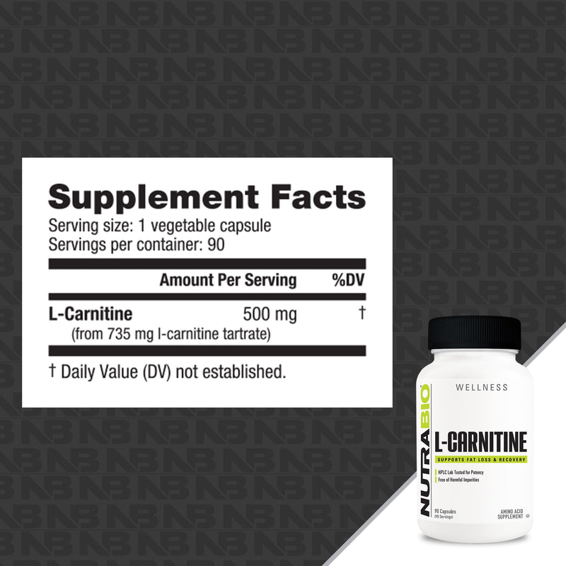 Load image into Gallery viewer, L-Carnitine (500mg) - 90 Veggie Capsules (NutraBio)
