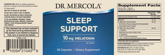 Sleep Support with Melatonin 10mg 30 Caps by Dr. Mercola by Dr. Mercola