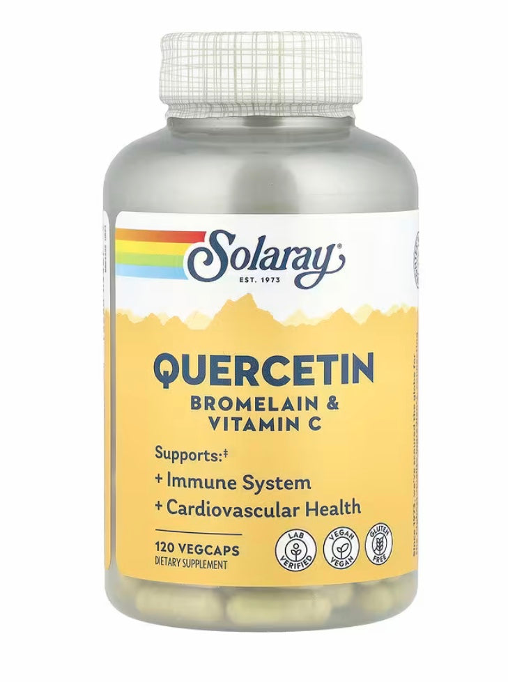 Load image into Gallery viewer, Quercetin w/ Bromelain &amp; Vitamin C - 120 Vegcaps (Solaray)

