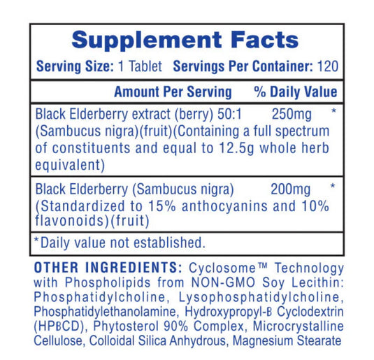 Black Elderberry 450 mg - 120 Tablets (Hi-Tech Pharma)
