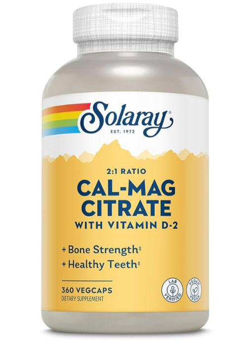 Cal-Mag Citrate w/ Vitamin D-2 - 360 Vegcaps (Solaray)