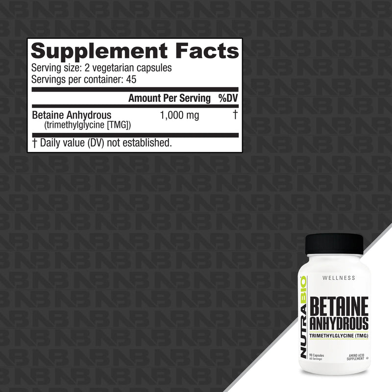 Load image into Gallery viewer, TMG Betaine Anhydrous 500mg - 90 Caps (NutraBio)
