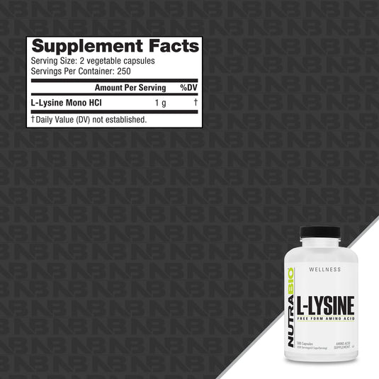 L-Lysine - 500 Caps (NutraBio)