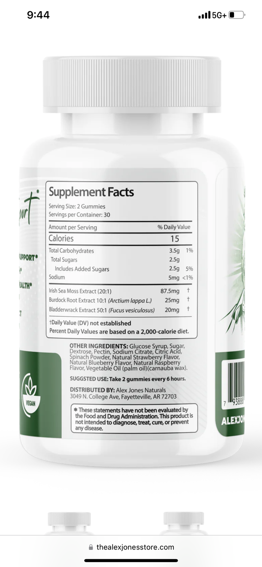 Ultimate Sea Moss - 60 Gummies (Alex Jones Naturals)