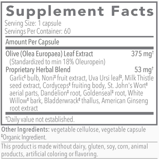 Olivirex (Olive Leaf Combination) - Biocidin Botanicals Label