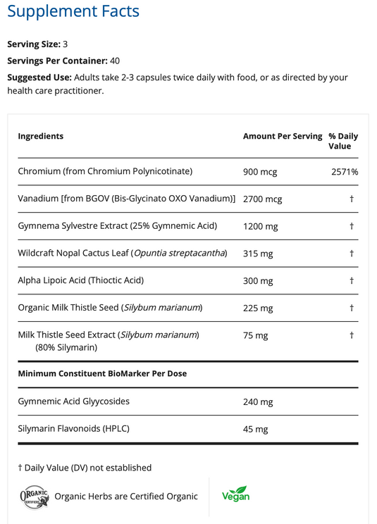 Glucose Balance Px - 120 Vegi-Capsules (Restorative Formulations)