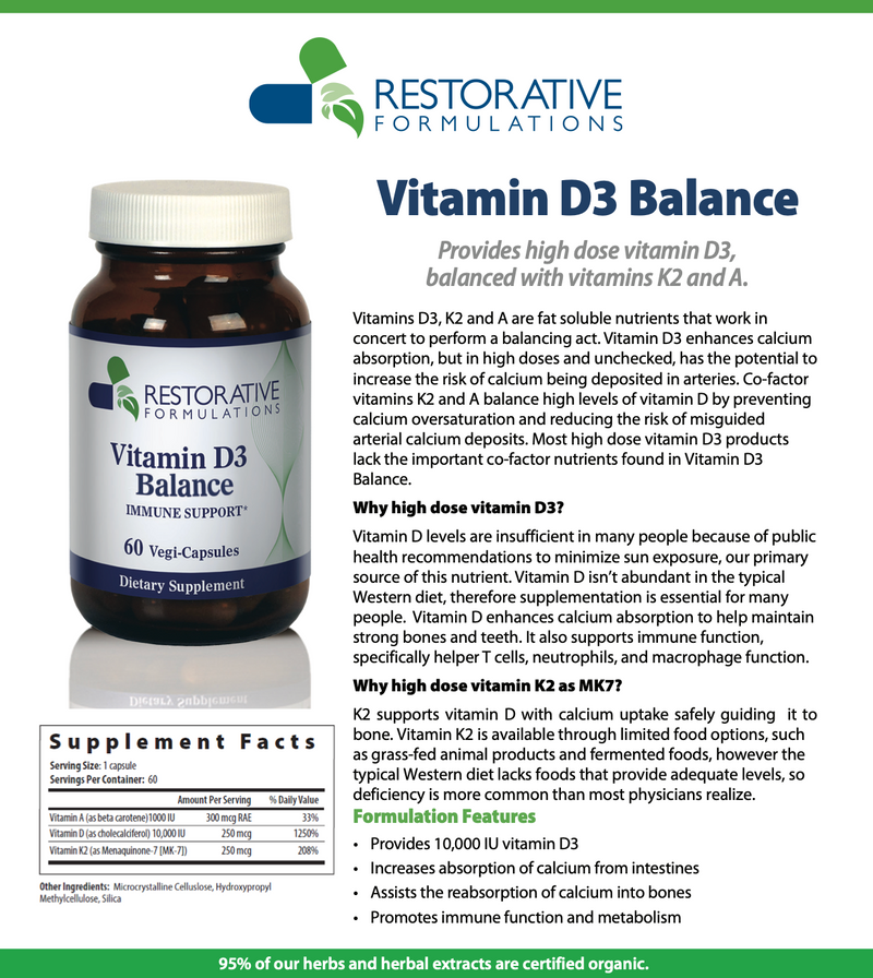 Load image into Gallery viewer, Vitamin D3 Balance - 60 Vegi-Capsules (Restorative Formulations)
