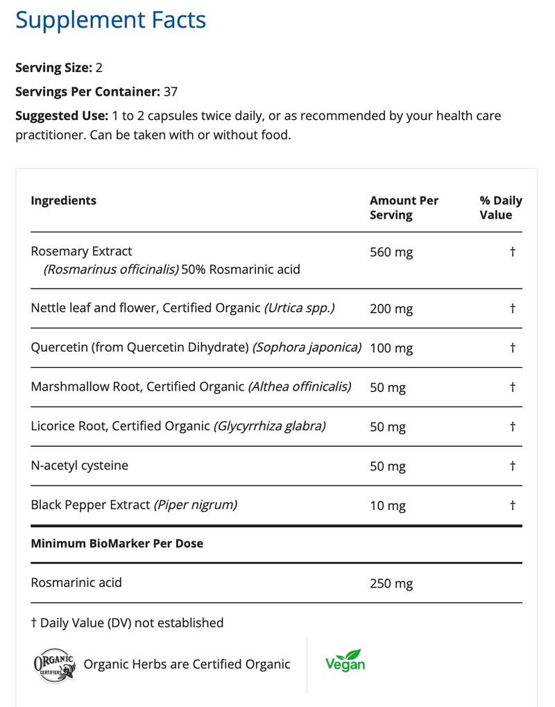 Load image into Gallery viewer, Rosmarinic Acid Px - 75 Vegi-Capsules (Restorative Formulations)
