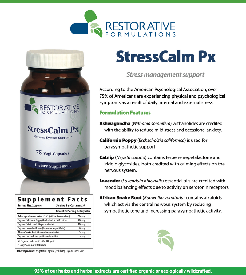 Load image into Gallery viewer, StressCalm Px - 75 Vegi-Capsules (Restorative Formulations)
